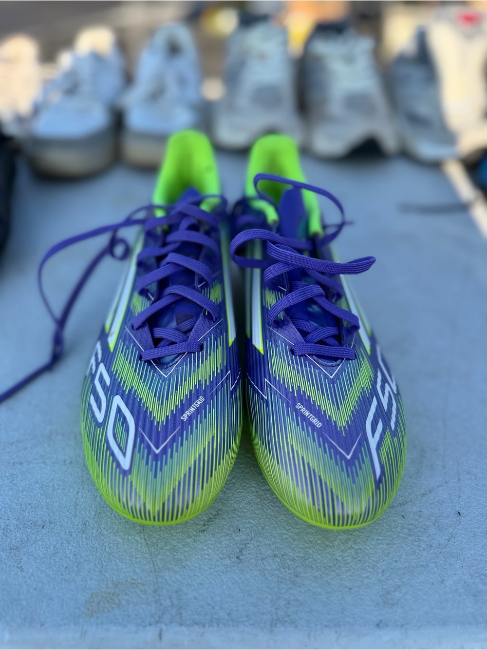 adidas Youth Soccer Cleats in Purple & Lime